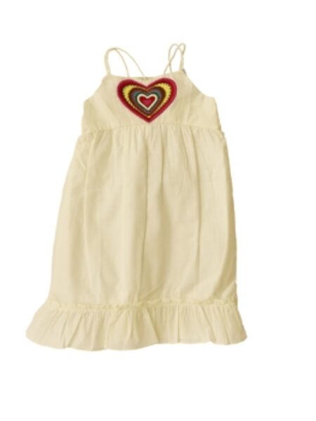 White Color Heart G Embroidered Dress