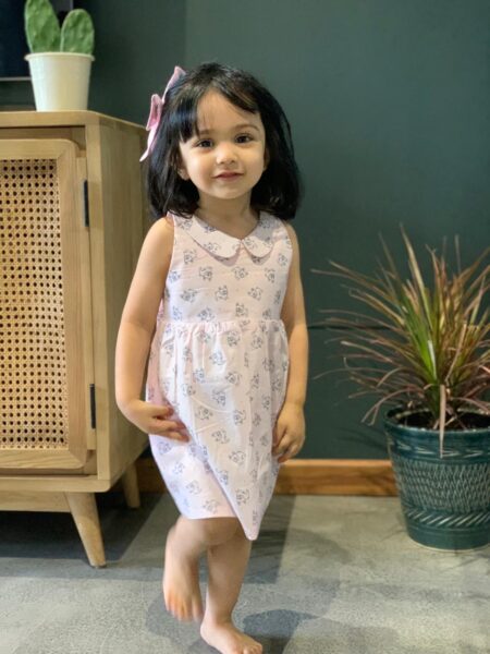 Pink Dog Print Cotton Dress