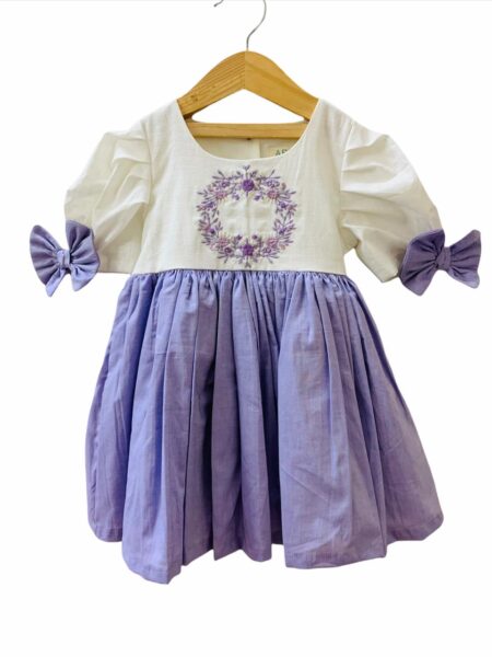 Wreath Embroidered Lavender Dress