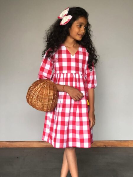 Red Checkered Casual Dress