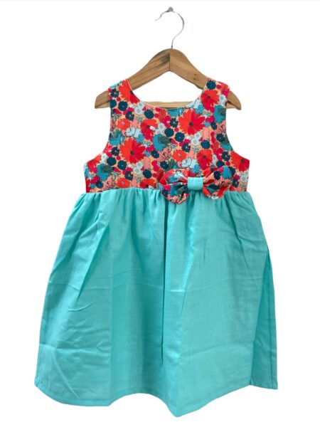 Cyan Multi Colored Floral Dress