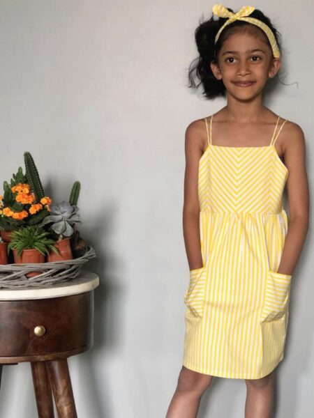 Yellow Striped Cotton Dress