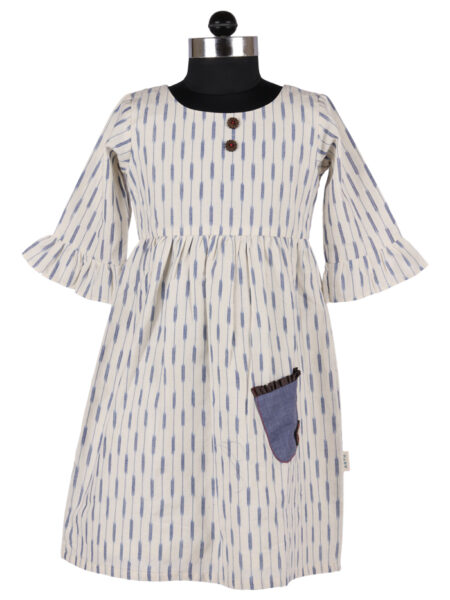 White and Blue Ikat Dress