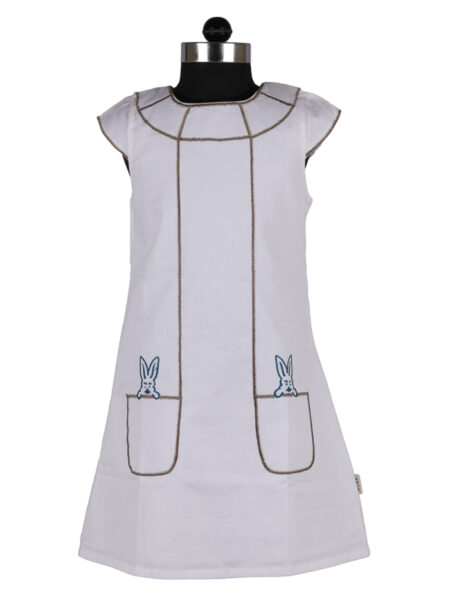 Off-white Cap Sleeve Rabbit Dress