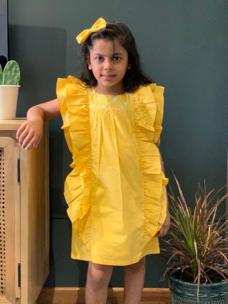 Yellow Frill Casual Dress