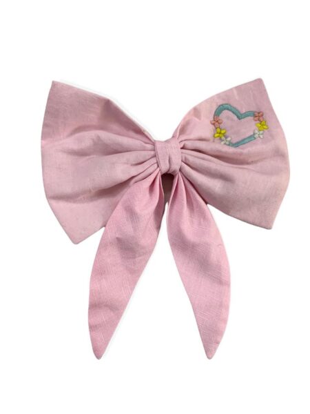 Pink Heart Embroidered Hairpin