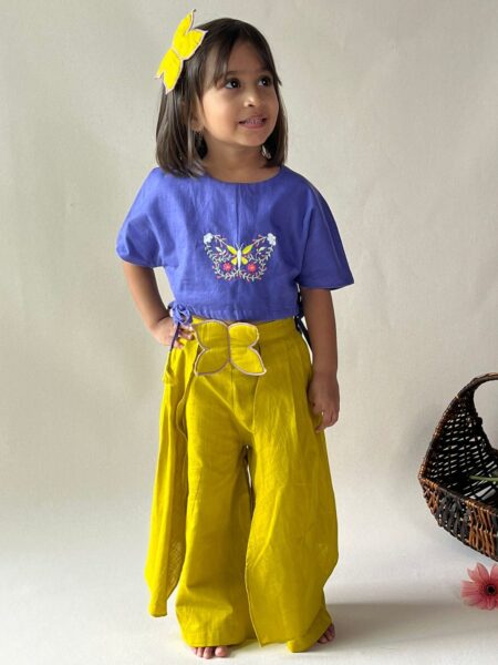 Mustard Purple Butterfly Embroidered Co-ord Set