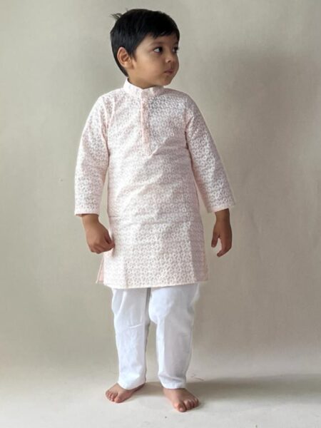 Peach Lakhnowi Chikan Kurta