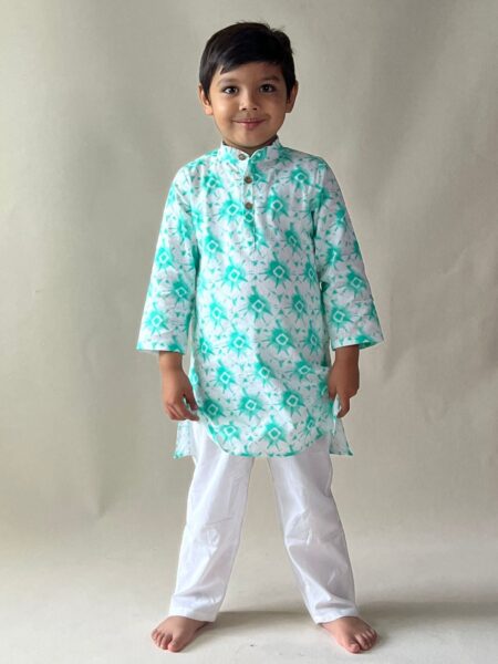 Green Tie and Die Boys Kurta