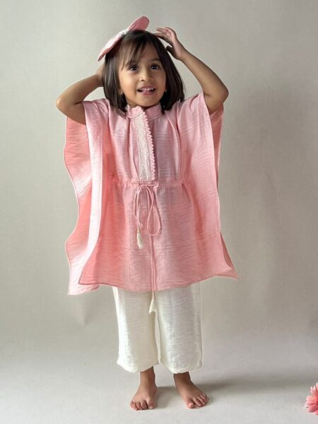 Peach Silk Kaftan Set